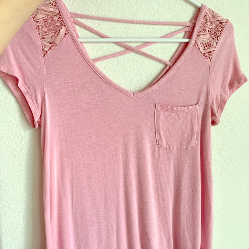Cross back pink T